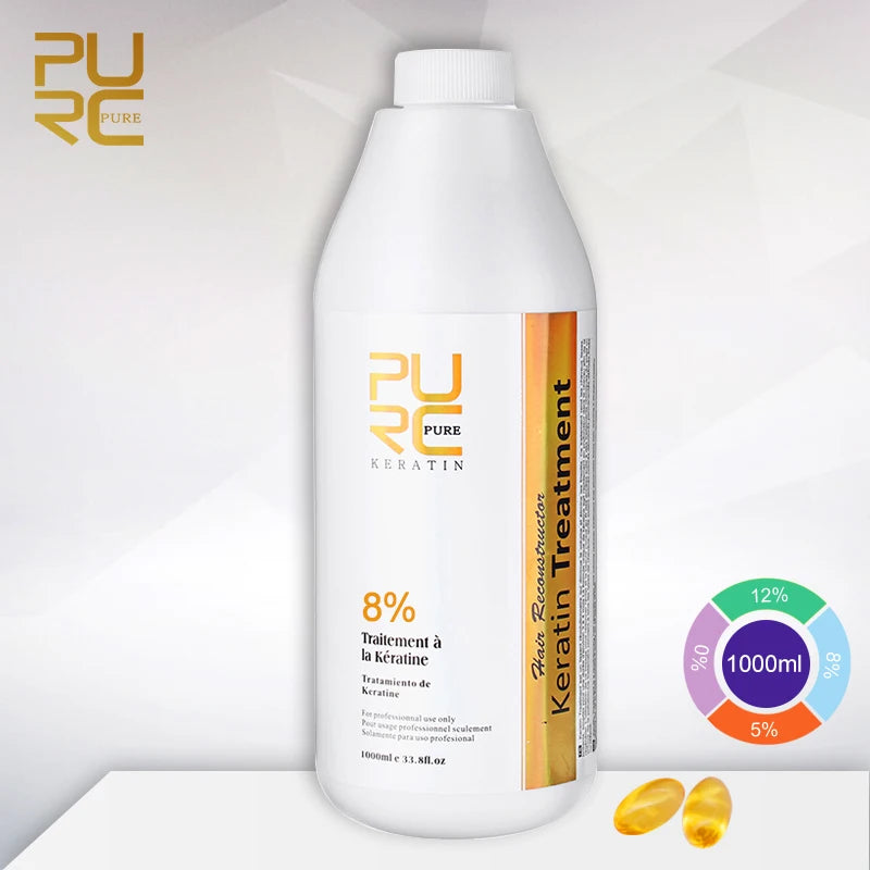 PURC Keratin For Hair Straightening Professional Treatment and Smoothing. 1000ml
