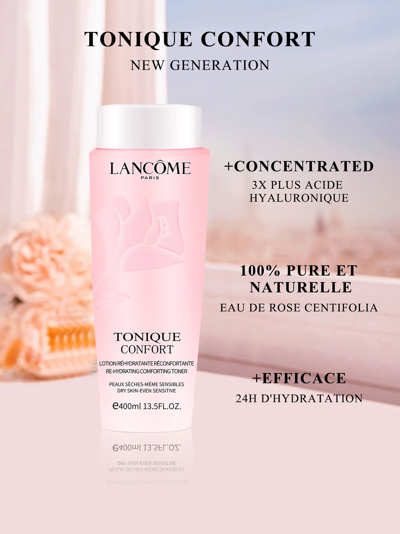 Lancôme Tonique Confort Re-Hydrating Comforting Toner, Dry Skin-Even Sensitive For Improved Skin Hydration 400ml