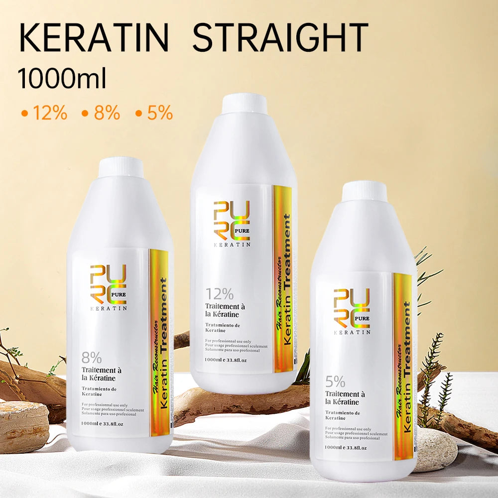 PURC Keratin For Hair Straightening Professional Treatment and Smoothing. 1000ml